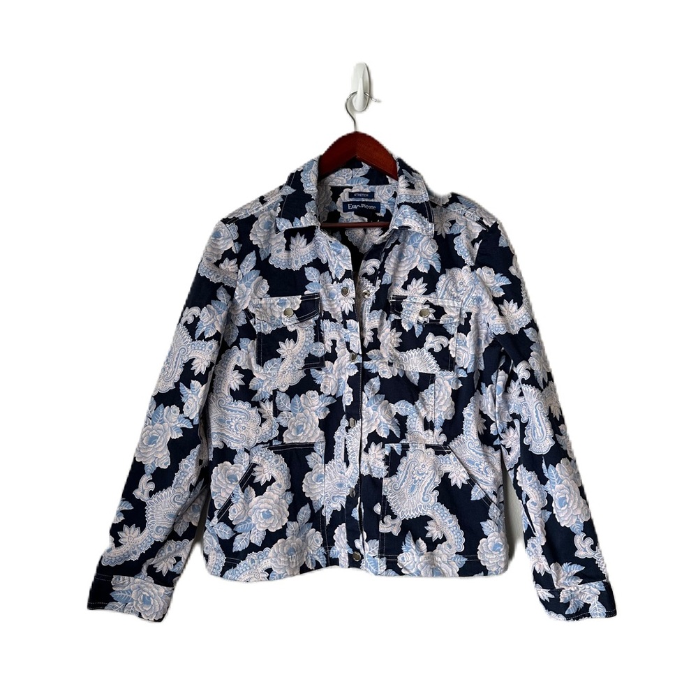 Evan Picone Blue Patterned Jacket - Picture 5 of 16